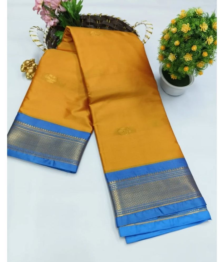     			KV Fashion Cotton Silk Woven Saree With Blouse Piece ( Yellow , Pack of 1 )