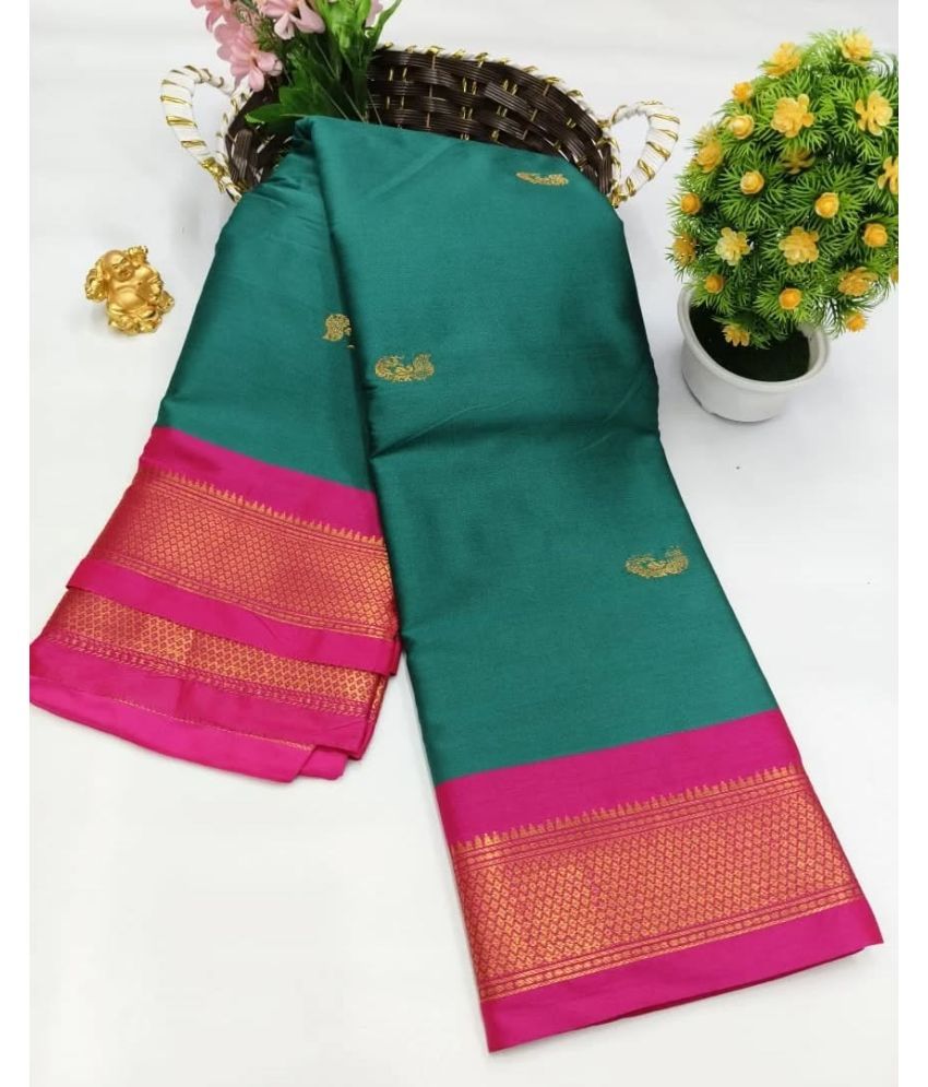     			KV Fashion Cotton Silk Woven Saree With Blouse Piece ( Rama , Pack of 1 )