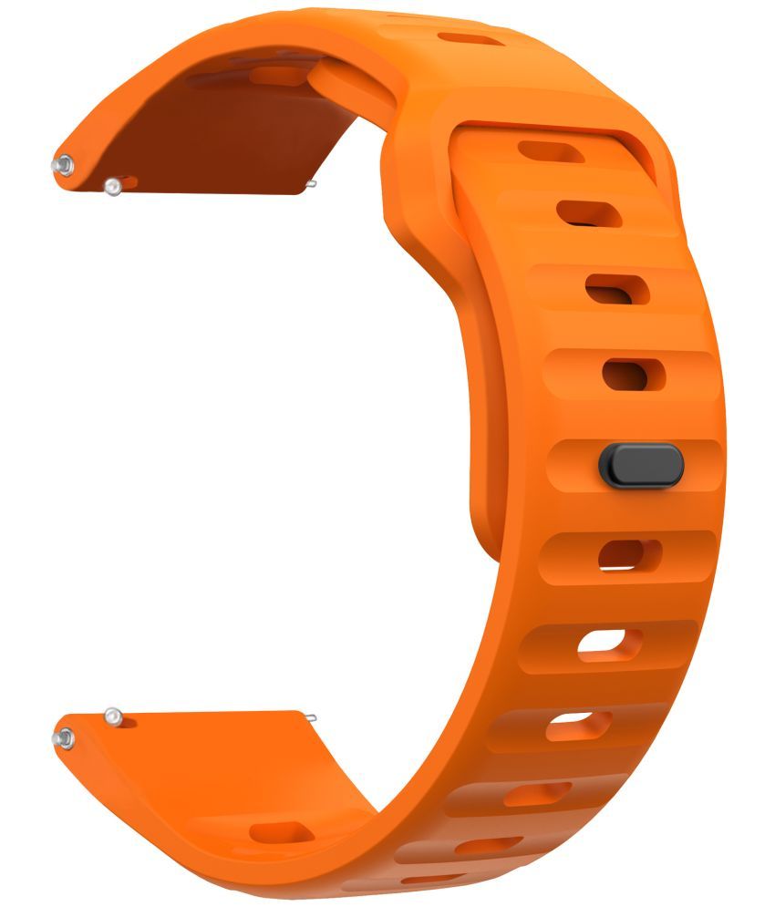     			ACM Watch Strap Sports Silicone Belt 22mm compatible with Pebble Cosmos Valor Smartwatch Breatheable Band Fluorescent Orange