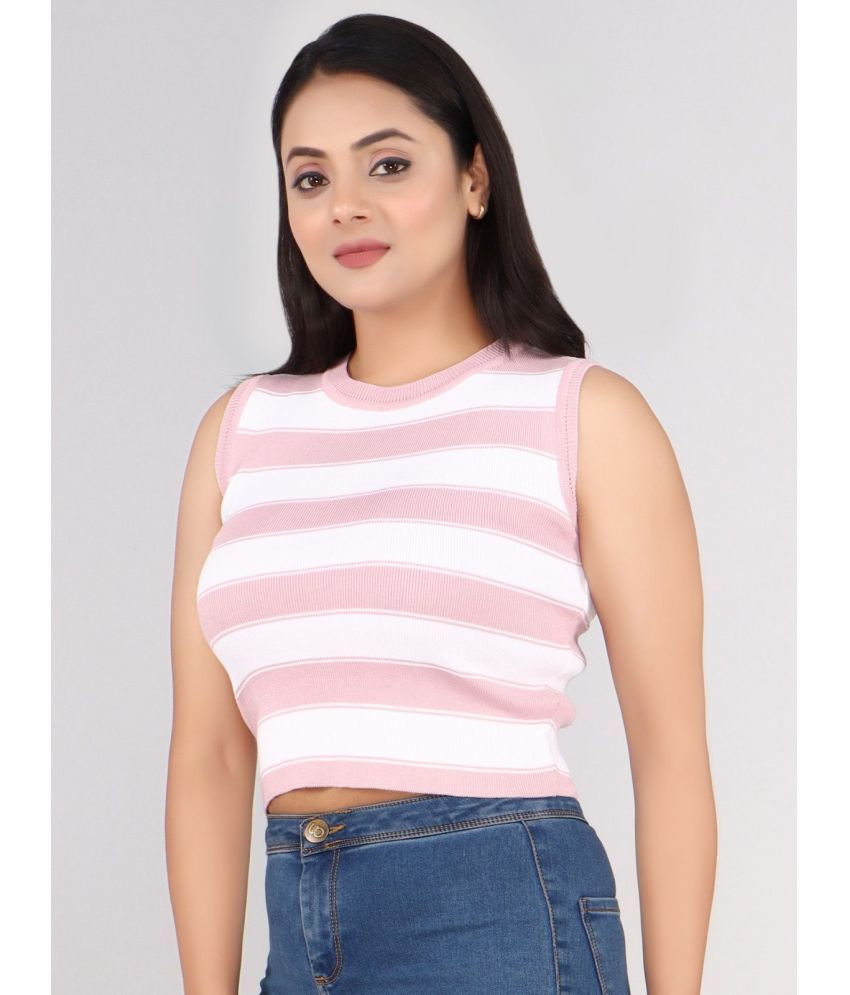     			FEVERFEW Pink Cotton Women's Crop Top ( Pack of 1 )