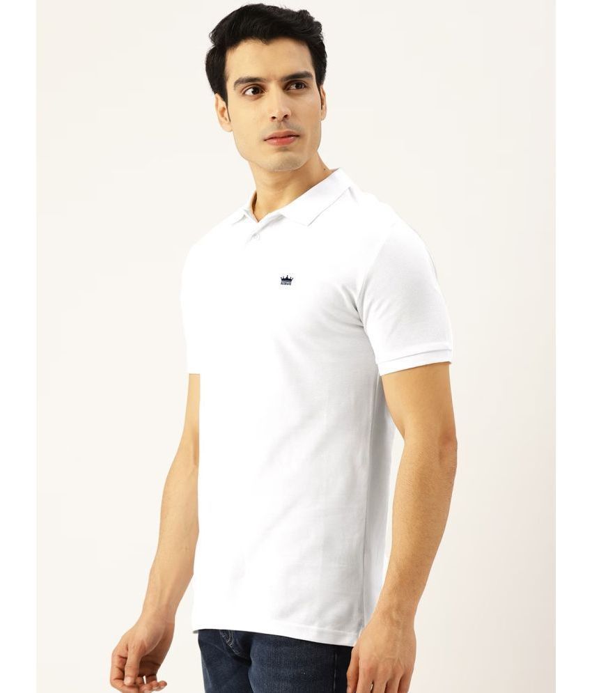     			ADORATE Pack of 1 Cotton Blend Regular Fit Solid Half Sleeves Men's Polo T Shirt ( WHITE )