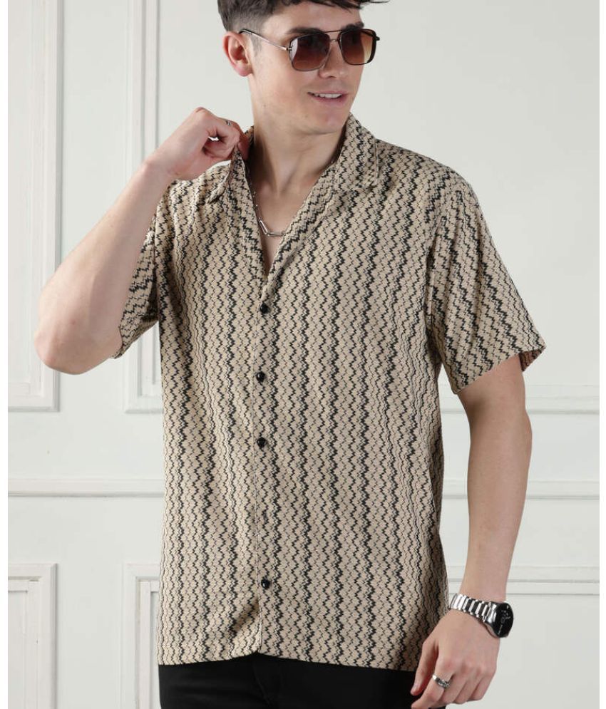     			rexan Polyester Regular Fit Printed Half Sleeves Men's Casual Shirt - Beige ( Pack of 1 )