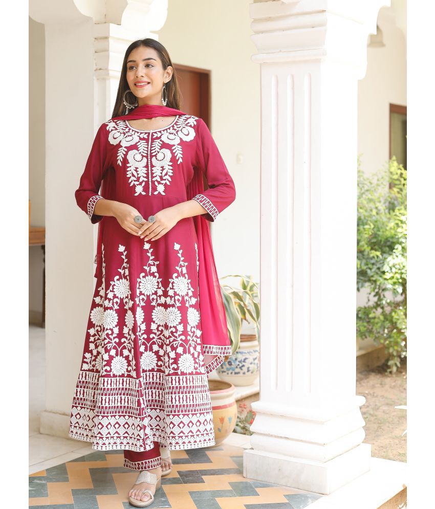     			AMIRA'S INDIAN ETHNICWEAR - Red Rayon Women's Stitched Salwar Suit ( )