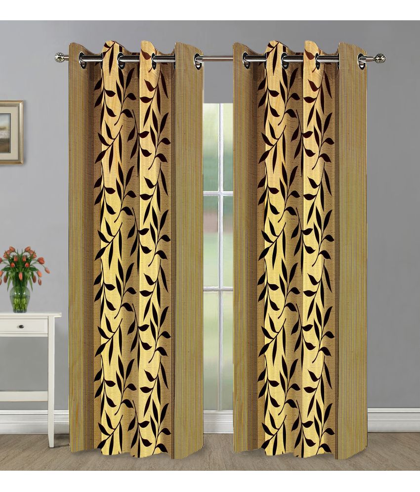     			Home Candy Set of 2 Long Door Semi-Transparent Eyelet Polyester Yellow Curtains ( 274 x 120 cm )