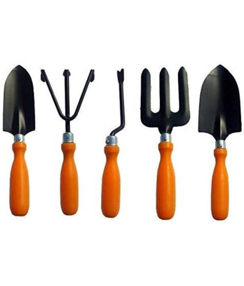 Homspurts 5Pcs Durable Gardening Hand Tool Kit for Home Gardening (Weeder, Big Trowel, Hand Fork,Cultivator)