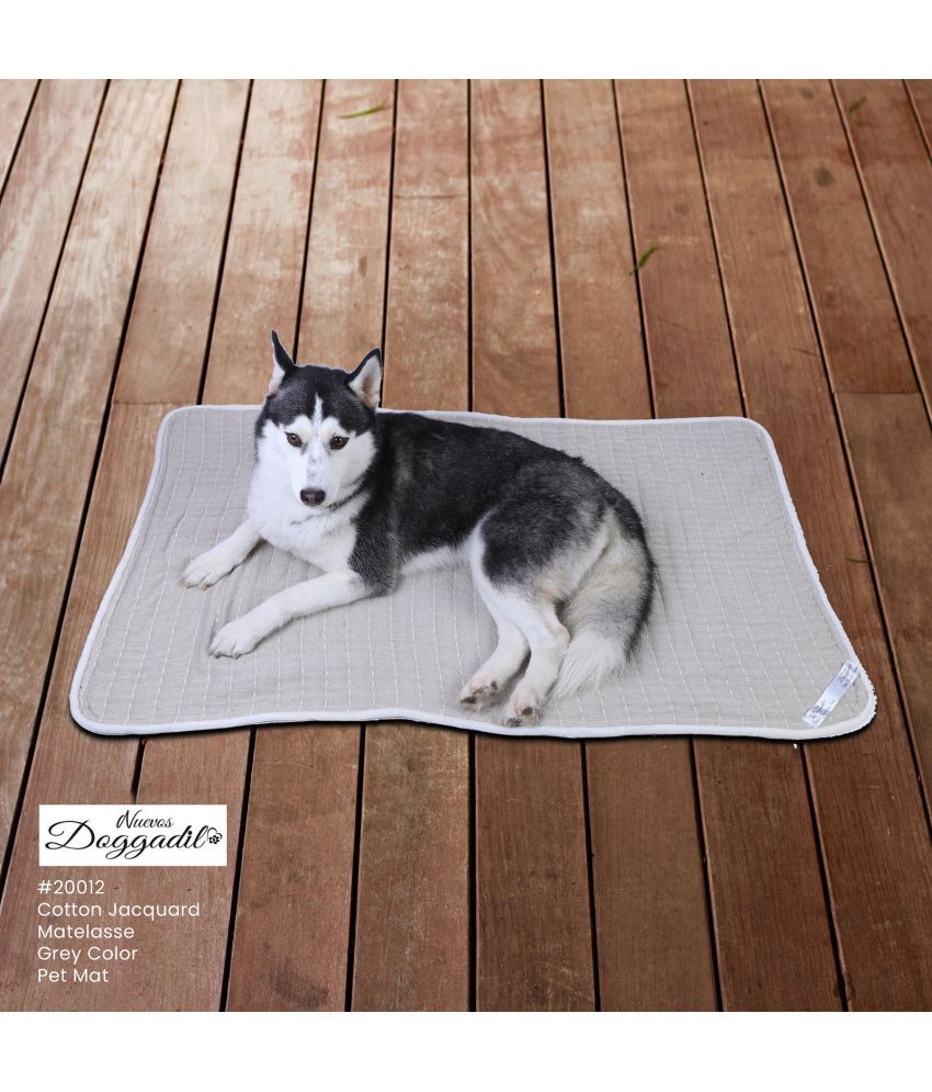     			NUEVOS DOGGADIL Cotton Jacquard Rectangle Pet Bed Mattress | Foldable Padded Pet Mat | Light Weighted Mattress for Pet_ GREY