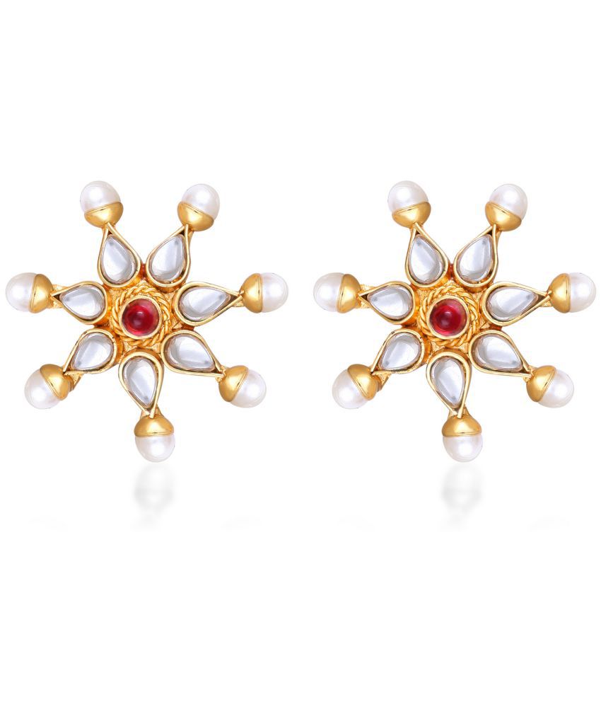     			Vighnaharta Star Design Gold Plated Moti & Red studded alloy Stud Earring for Women and Girls- (VFJ1466ERG-MOTI)