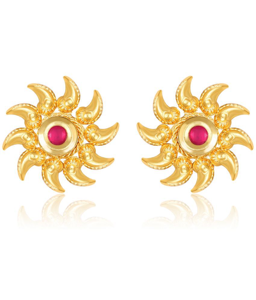     			Vighnaharta Sun Flower Gold Plated Red Stone studded alloy Stud Earring for Women and Girls- (VFJ1469ERG-RED)