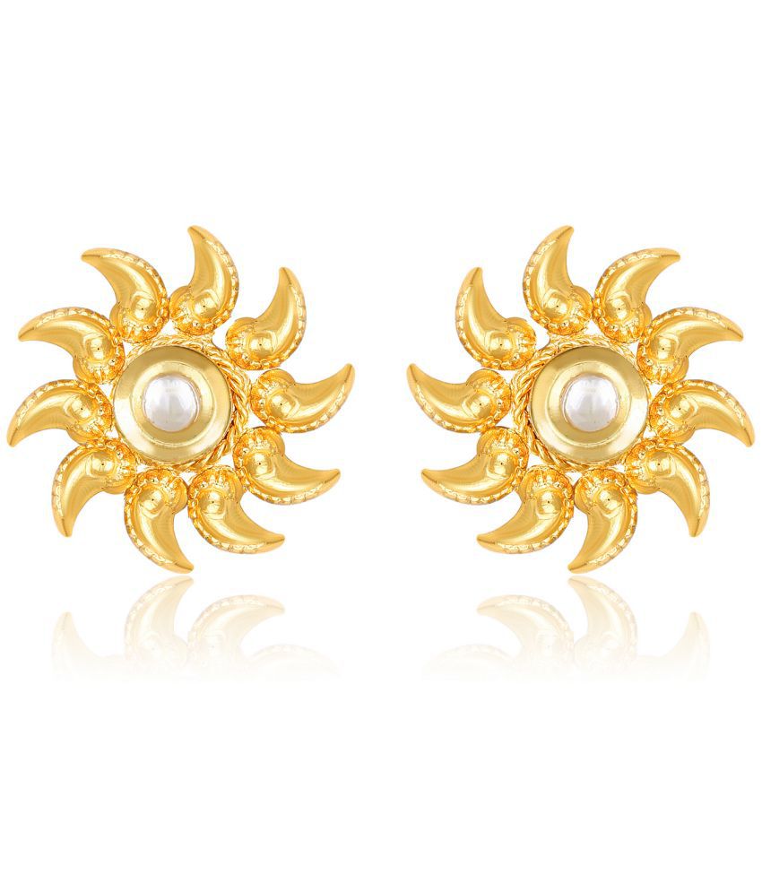     			Vighnaharta Sun Flower Gold Plated White Polki studded alloy Stud Earring for Women and Girls- (VFJ1469ERG-WHITE)
