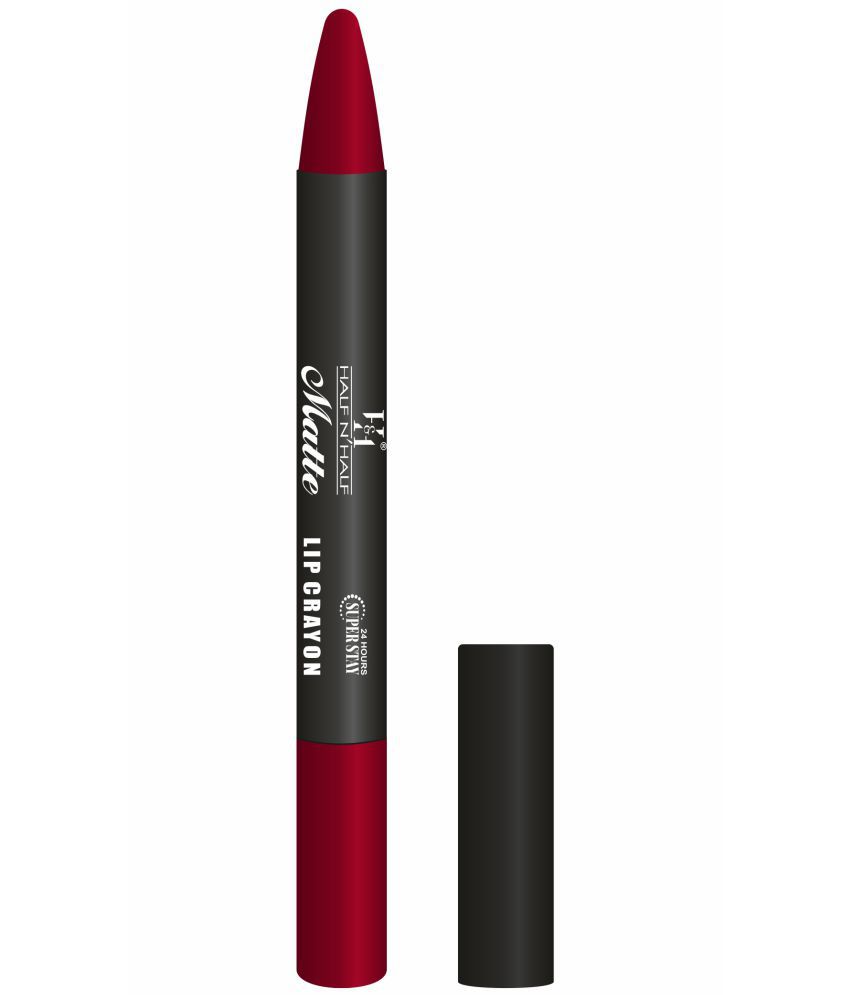     			Half N Half Matte Lip Crayon Velvet Soft | Long Lasting | Non-Transfer | 24h Super Stay, 05 Deep Maroon (3.5gm)