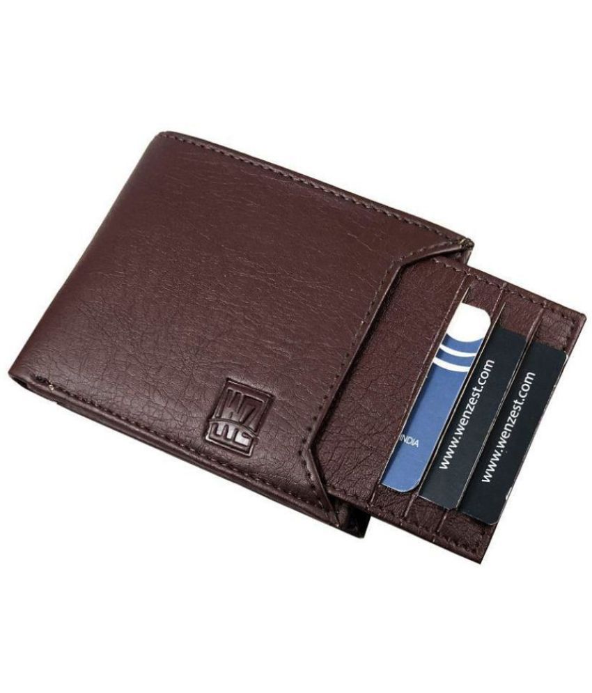     			WENZEST - Brown PU Men's Short Wallet ( Pack of 1 )