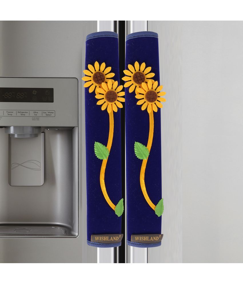     			Wishland Set of 2 Velvet Blue Fridge Handle Cover