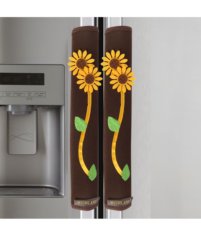     			Wishland Set of 2 Velvet Brown Fridge Handle Cover