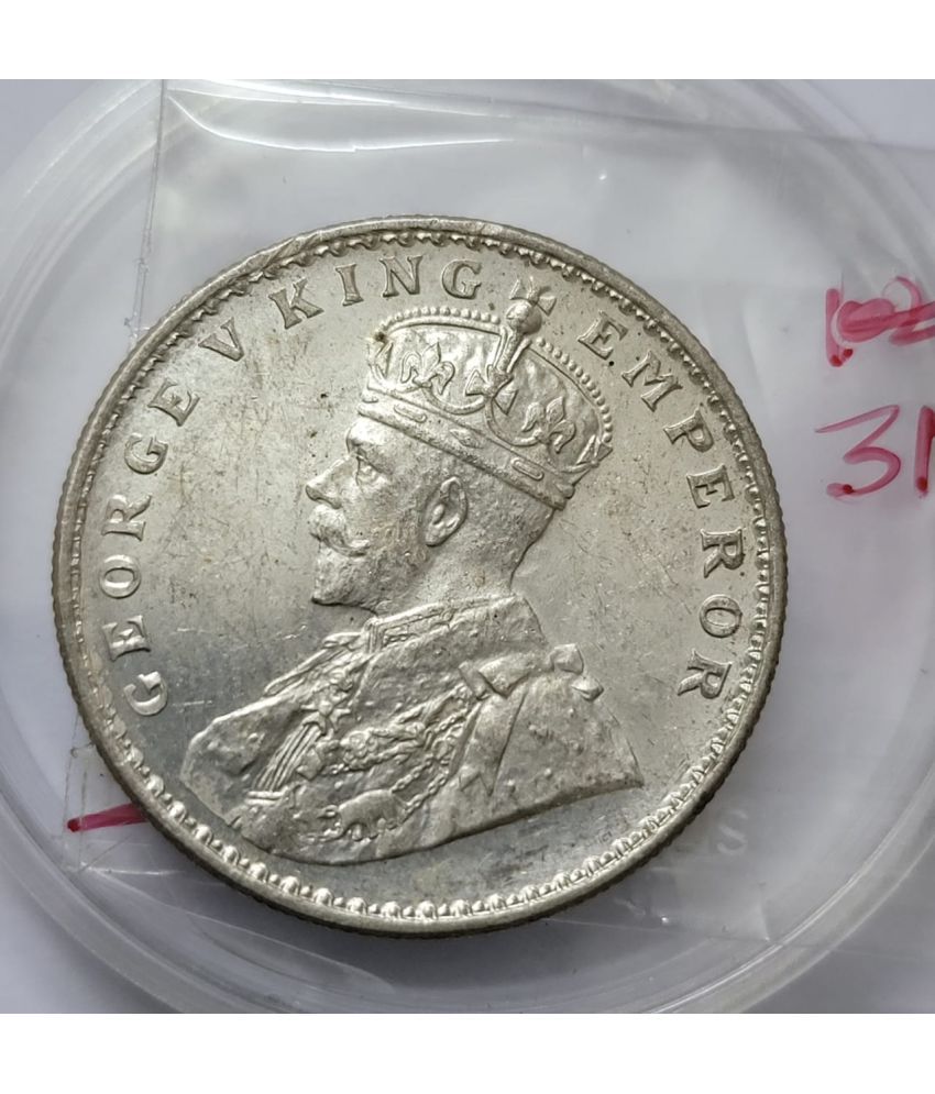     			Gem Rupee 1918 George V One Rupee King Emperor Silver Coin BUNC