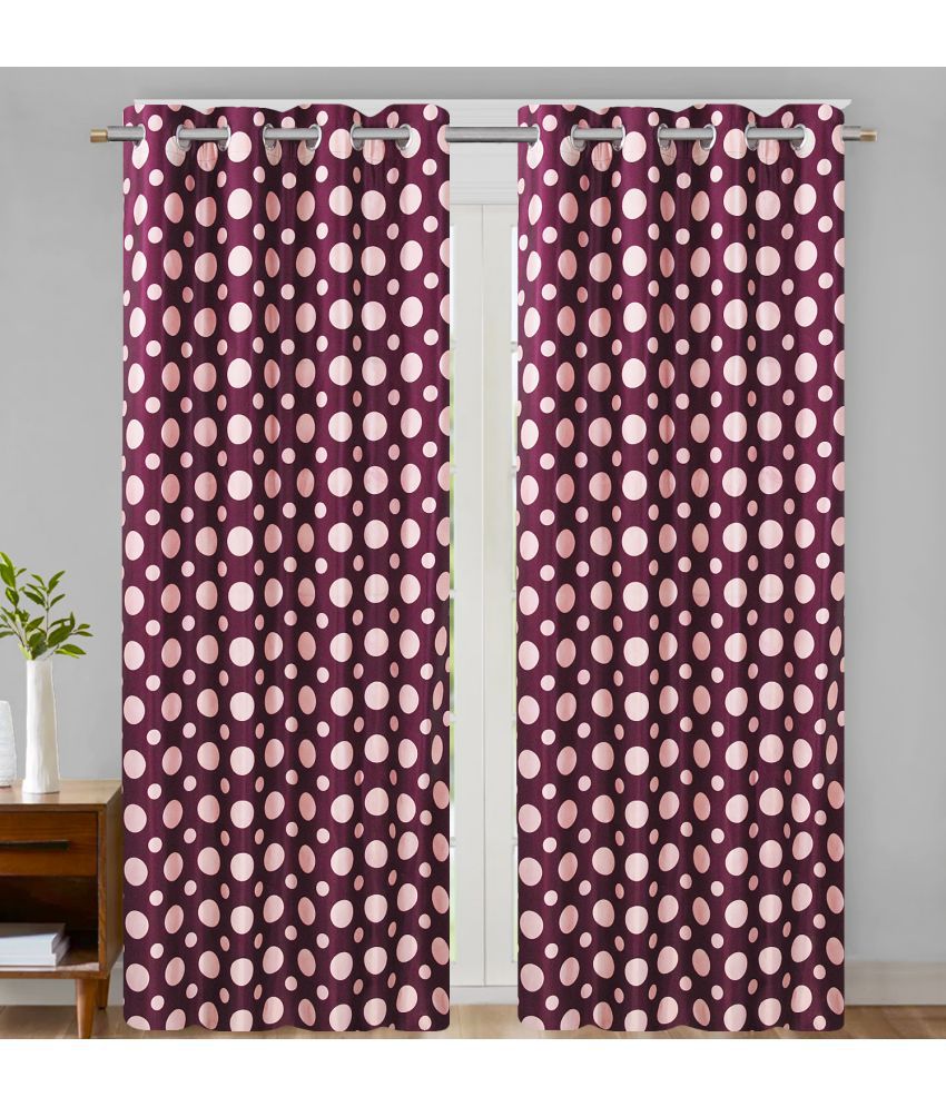     			HOMETALES Set of 2 Door Semi-Transparent Eyelet Polyester Purple Curtains ( 213 x 120 cm )