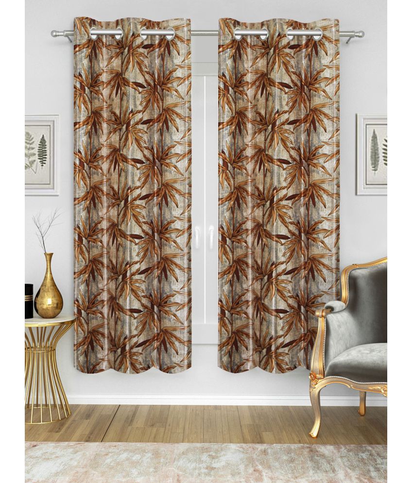     			Home Candy Set of 2 Window Semi-Transparent Eyelet Polyester Brown Curtains ( 152 x 120 cm )