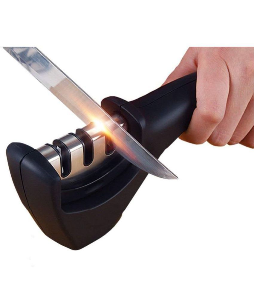     			KP Mart Manual Knife Sharpener 3 Stage Sharpening Tool for Ceramic Knife and Steel Knives.