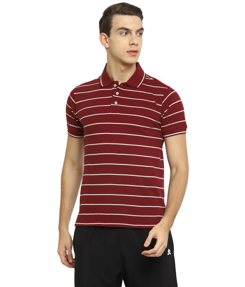     			OFF LIMITS Maroon Cotton Blend Polo T-Shirt