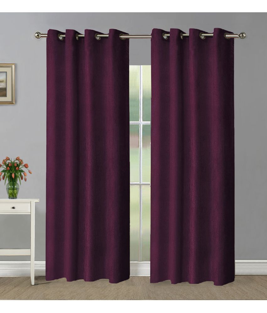     			Home Candy Set of 2 Door Blackout Room Darkening Eyelet Polyester Wine Curtains ( 213 x 120 cm )