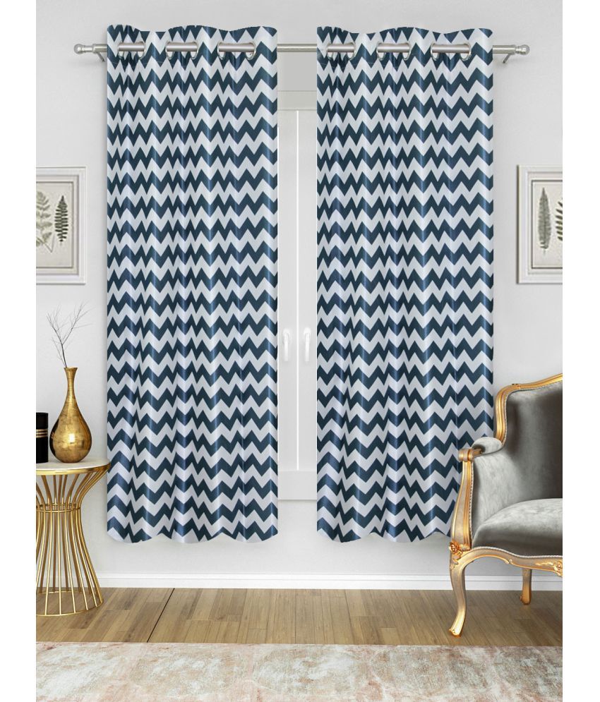     			Home Candy Set of 2 Window Semi-Transparent Eyelet Polyester Blue Curtains ( 152 x 120 cm )