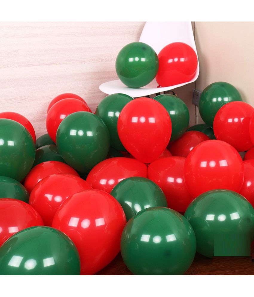     			Kiran Enterprises 100 Metallic Balloon ( Red, Green )