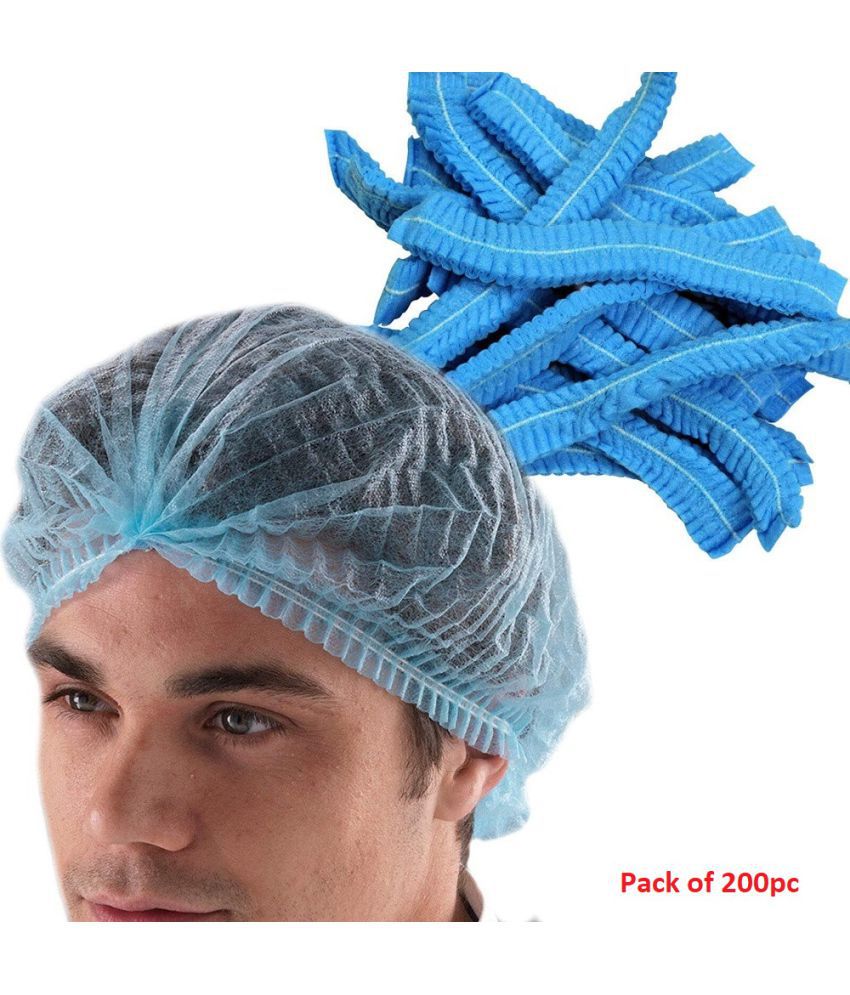 Krishzone blue cap 200pc Non Woven surgical cap blue color  pack of 200pc Pack of 2