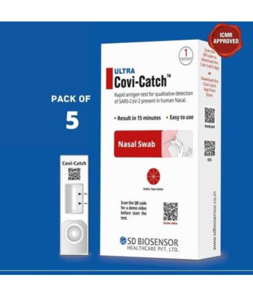     			SD Biosensor Ultra CoviCatch Rapid antigenICMR Approved Covid19 Test Kit for Home Use(Pack of 5)