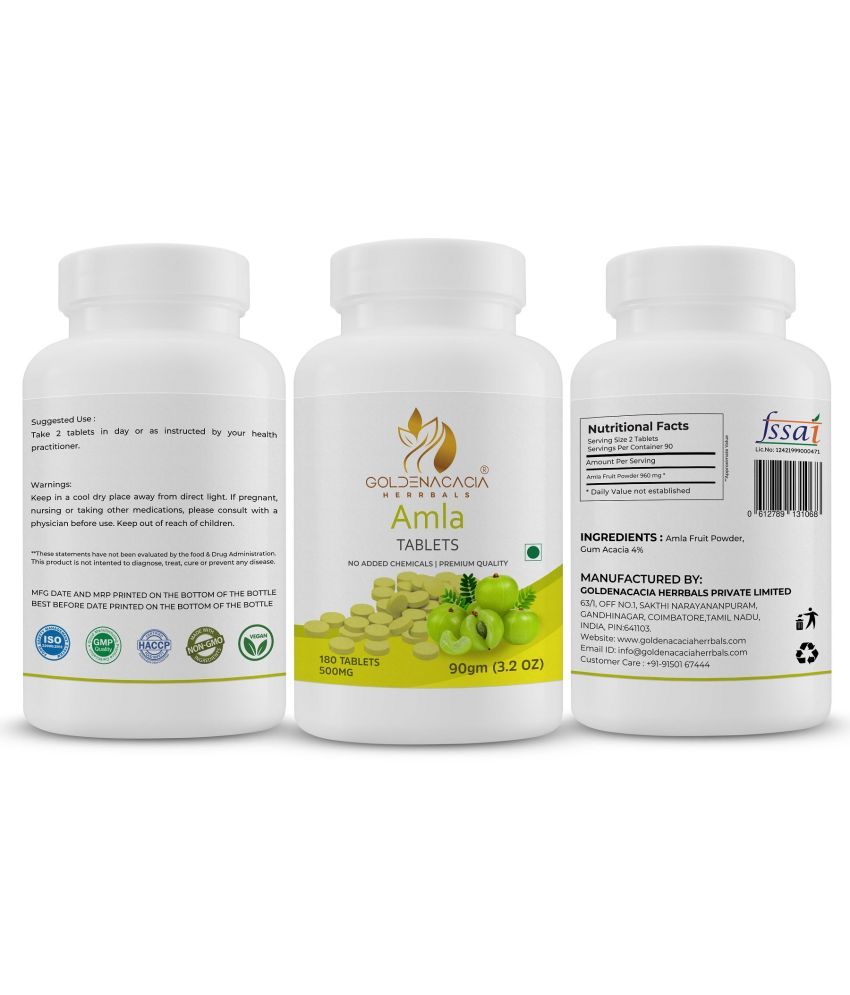     			GOLDENACACIA HERRBALS Amla 500mg 180Tablets Tablets 1 no.s