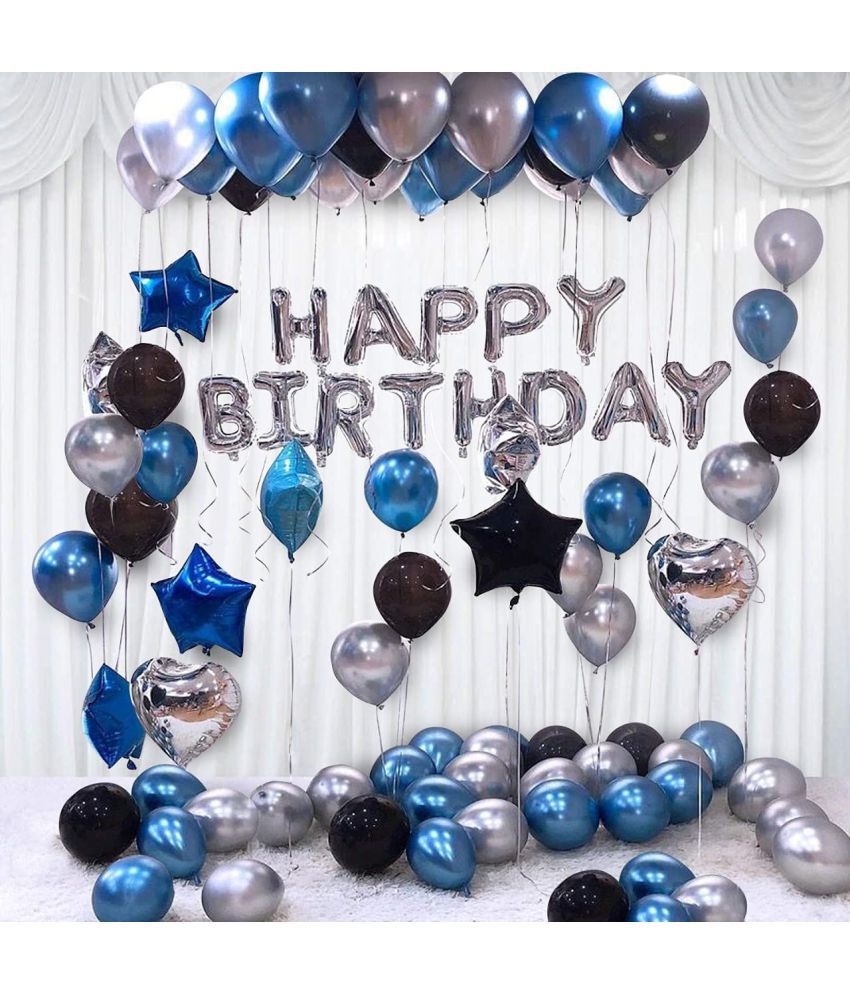     			Party Propz Happy Birthday Balloons Decoration Kit 31 Pcs Set for Husband Boys Kids Balloons Decorations Items Combo with Helium Letters Foil Balloon Banner, Latex Metallic Balloons