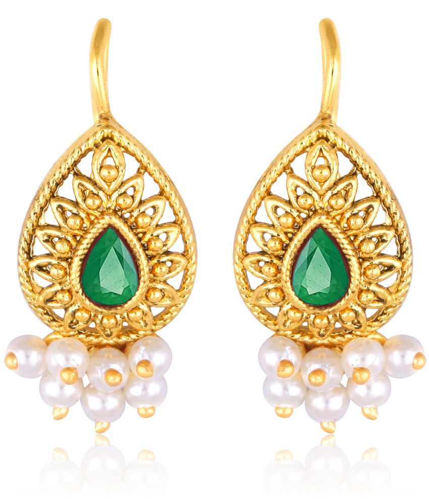     			Vighnaharta Maharastrian Culture Bugadi Gold Plated alloy Artificial Stones & Beads Studded Bugadi Earrings for Women and Girls