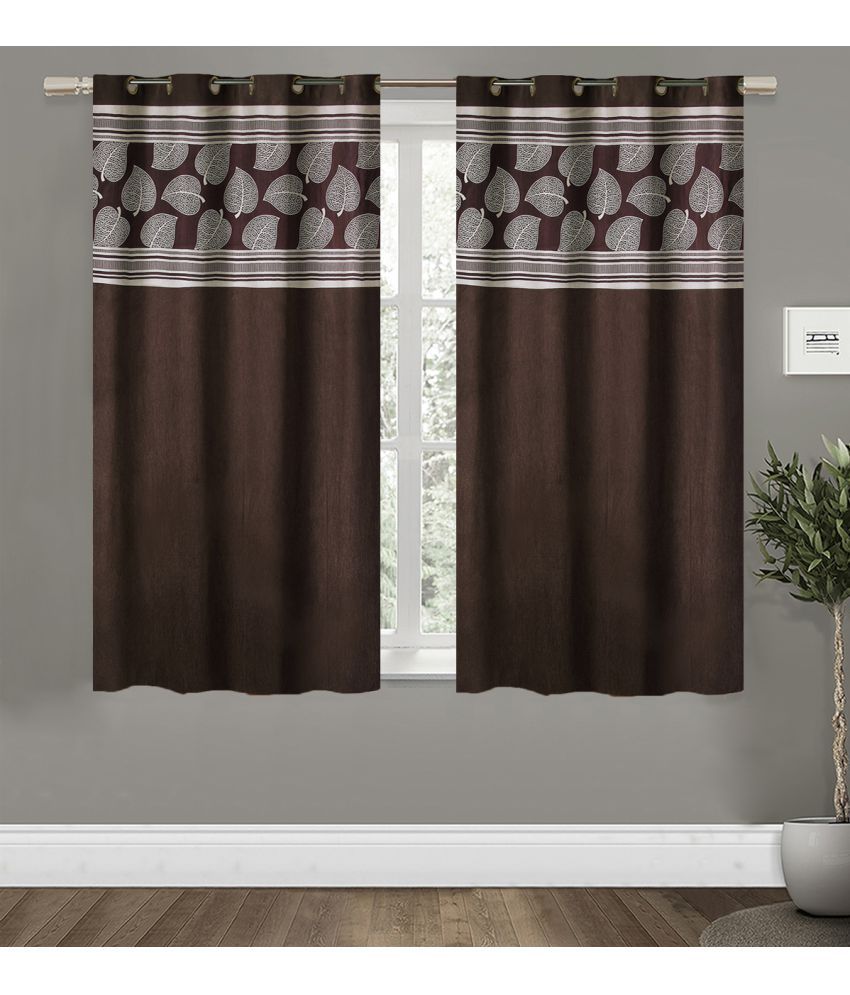     			Home Candy Set of 2 Window Semi-Transparent Eyelet Polyester Brown Curtains ( 152 x 120 cm )