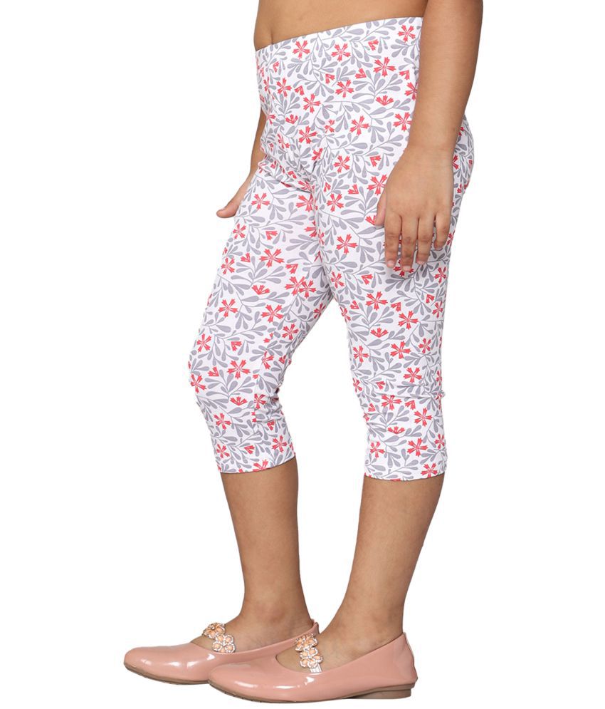     			2K KIDS Capri Leggings For Girls |All Over Printed |Viscose Blend  (Pink Flower,9 Years - 10 Years) - Pack Of 1 (2KGLCVAOP_PF_910Y)