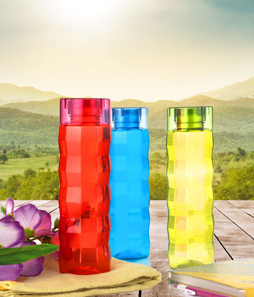 HOMETALES Multicolour 1000 mL Plastic Water Bottle set of 3
