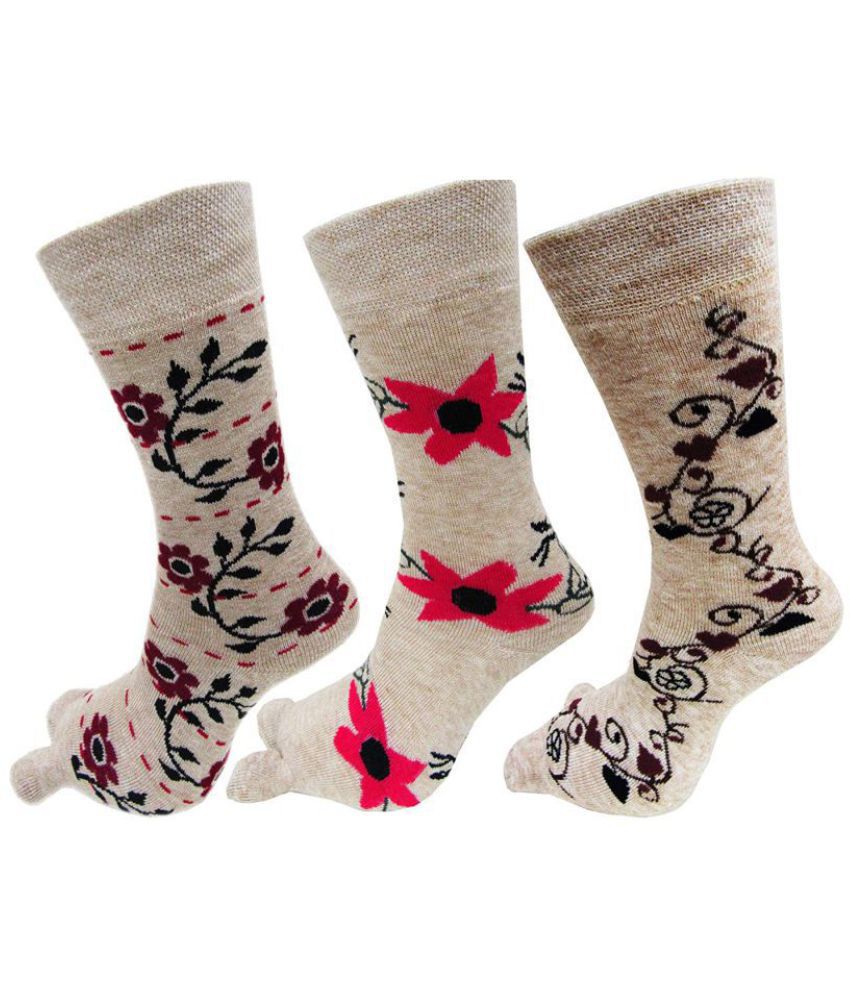     			HF LUMEN - Beige Woollen Women's Ankle Length Socks ( Pack of 3 )