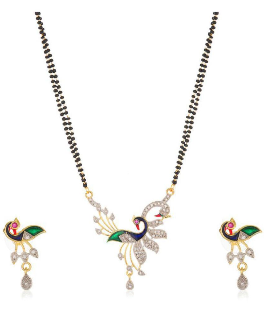     			Pujvi Fashions Amercian Diamond peacock inspired mangalsutra set for womens