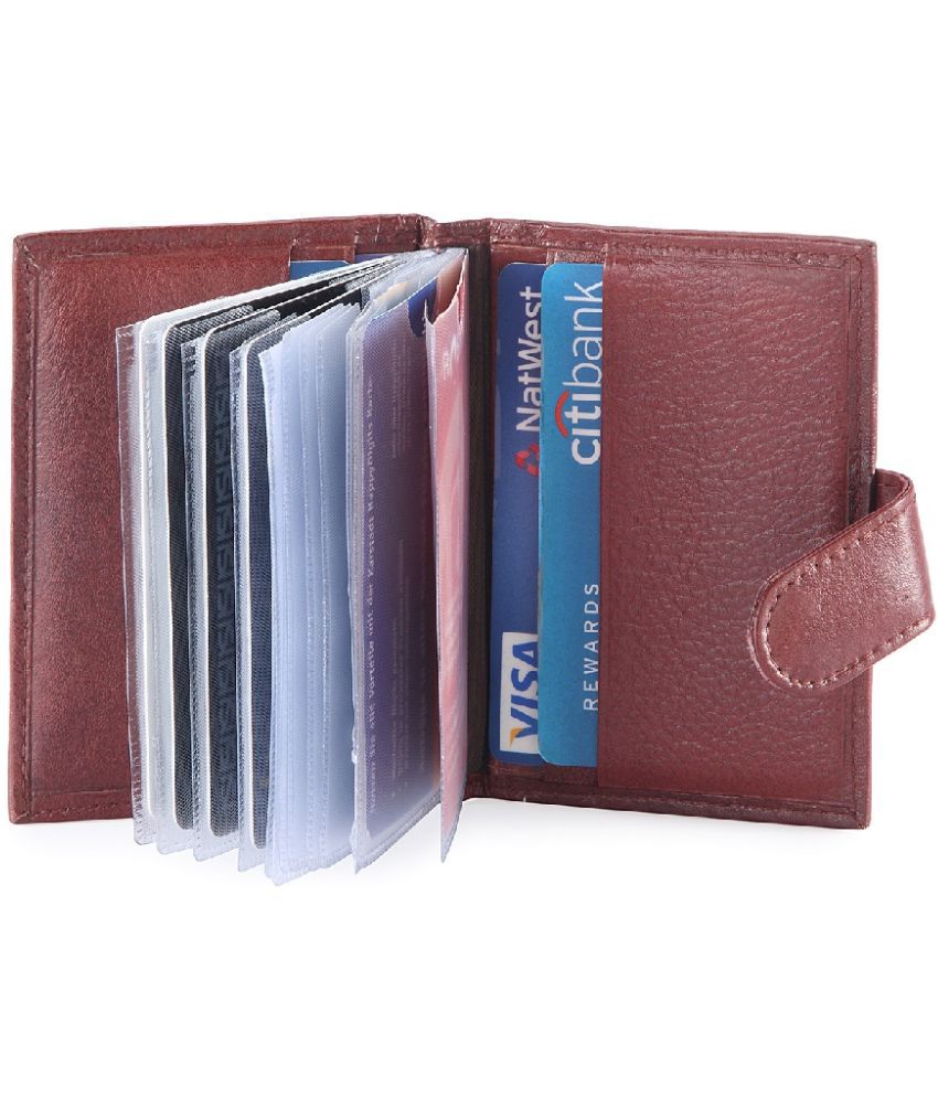     			RFID Protected Genuine Brown Leather 20 Slots Card Holder