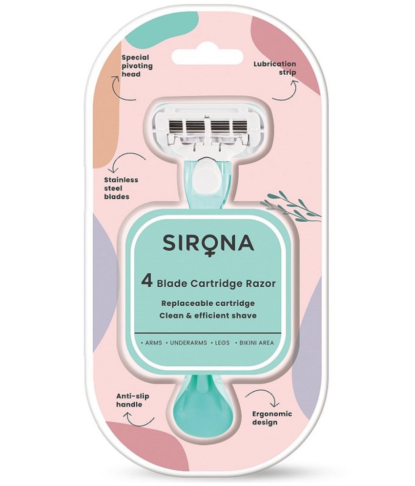 Sirona Hair Removal Razor for Women with Aloe Vera & Vitamin E Lubrication - 1 Pcs with 4 Swedish Stainless Steel Blade