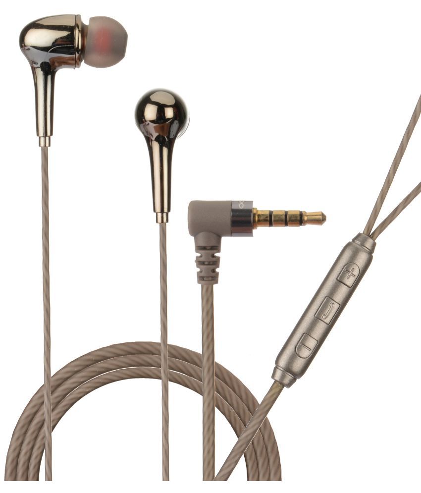 Vippo VHB-314  DEEP BASS Compatible ALL MOBILE In Ear Wired With Mic Headphones/Earphones Black Golden