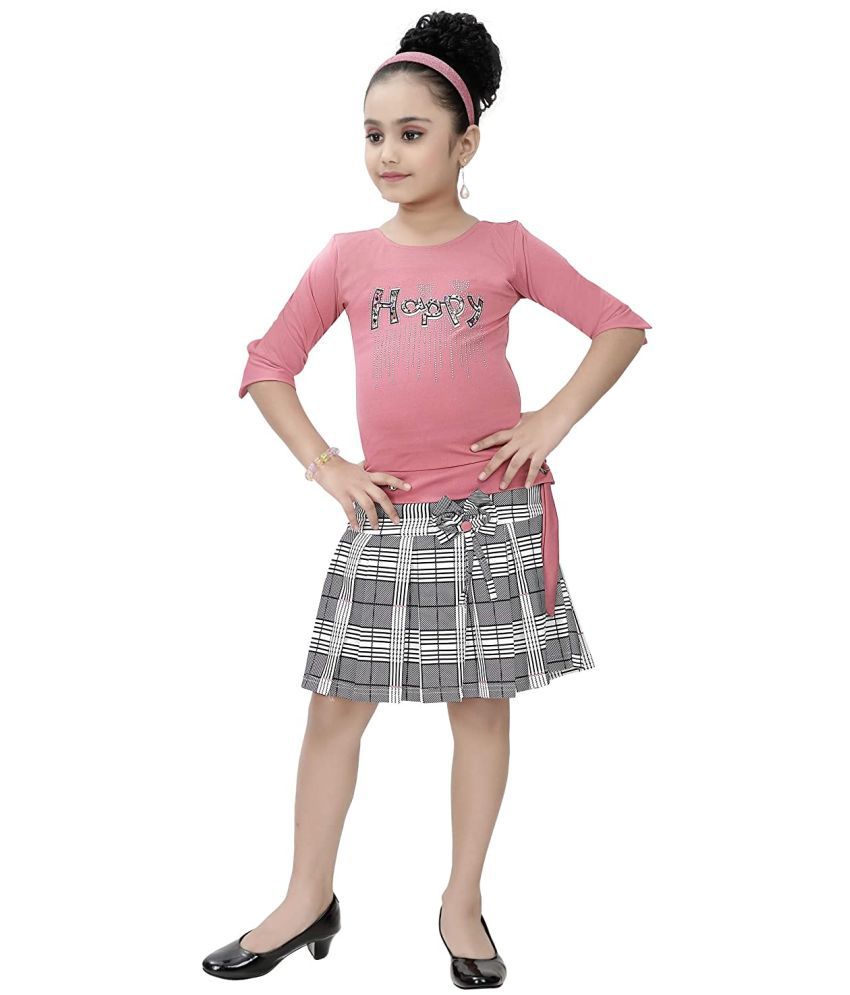     			Cherry Tree Girls Fastive Skirt and Top Set for Kids Pink