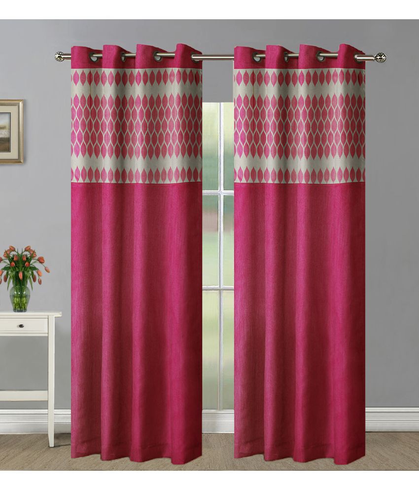     			Home Candy Set of 2 Door Semi-Transparent Eyelet Polyester Pink Curtains ( 213 x 120 cm )