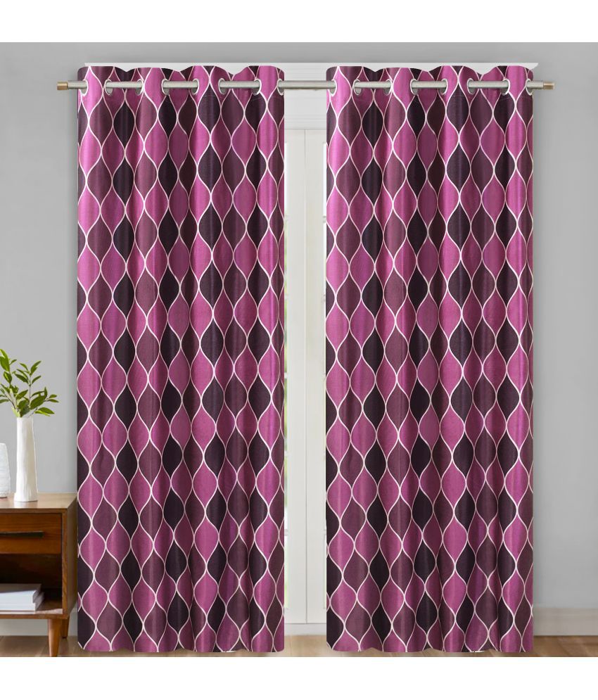     			Home Candy Set of 2 Door Semi-Transparent Eyelet Polyester Pink Curtains ( 213 x 120 cm )
