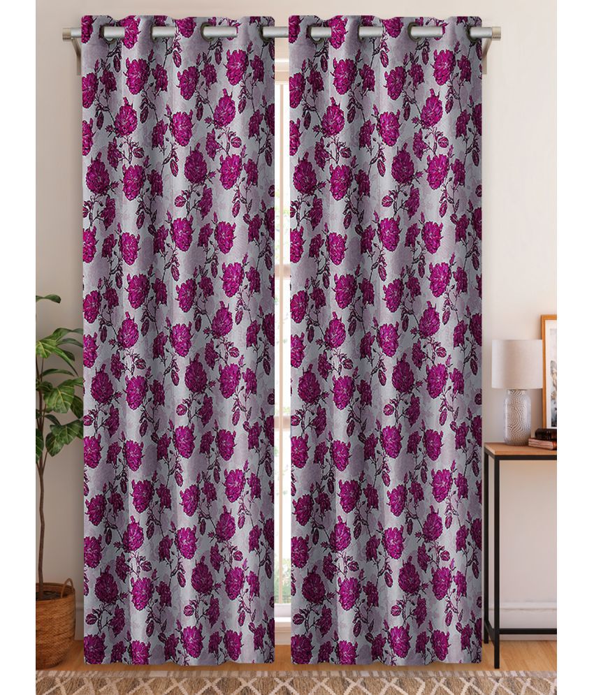     			Home Candy Set of 2 Long Door Semi-Transparent Eyelet Polyester Pink Curtains ( 274 x 120 cm )