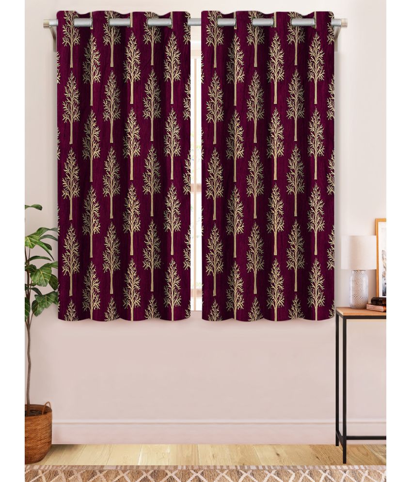     			Home Candy Set of 2 Window Semi-Transparent Eyelet Polyester Wine Curtains ( 152 x 120 cm )