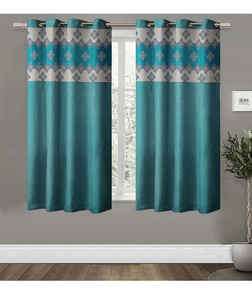     			Home Candy Set of 2 Window Semi-Transparent Eyelet Polyester Blue Curtains ( 152 x 120 cm )