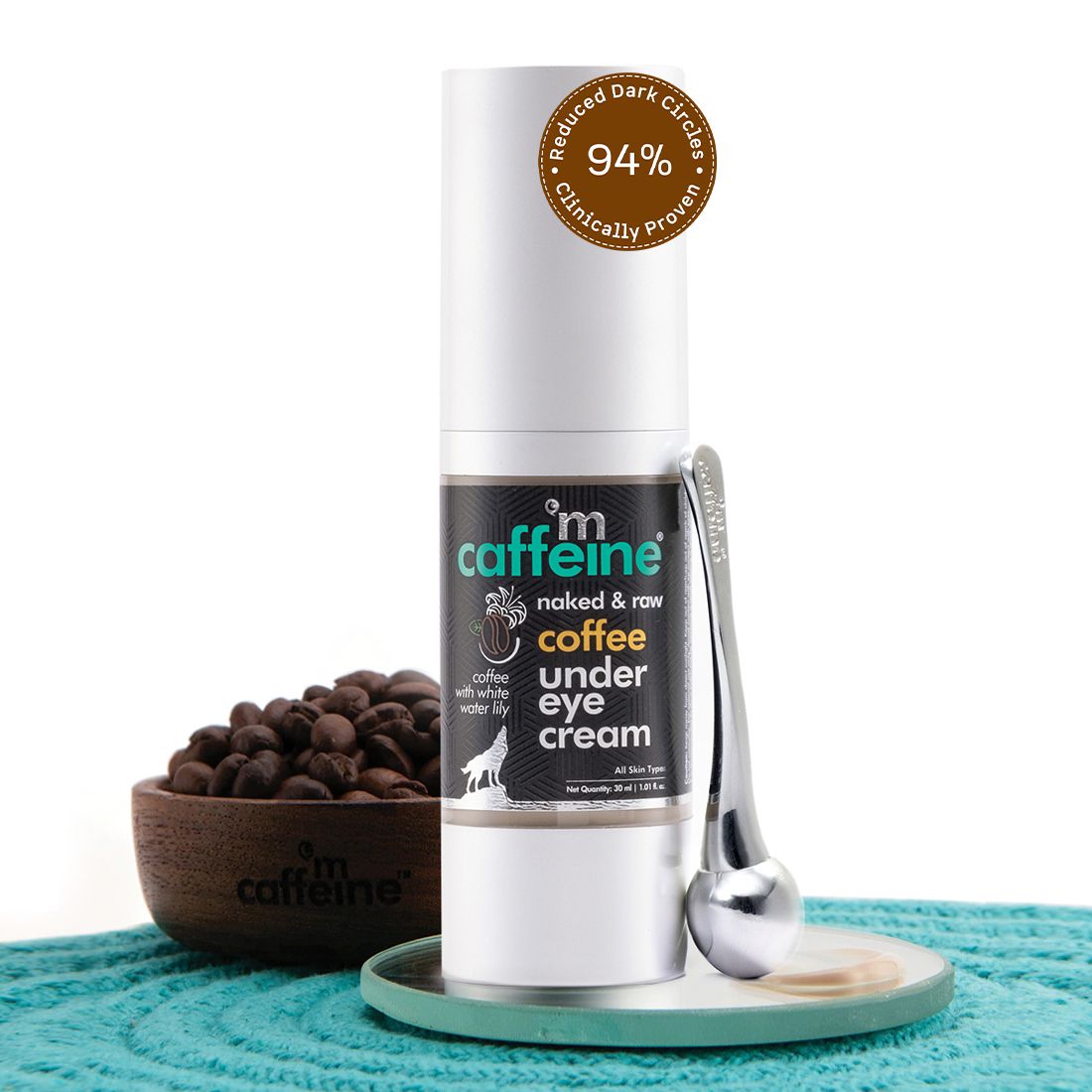 mCaffeine Naked & Raw Coffee Under Eye Cream - Relieves Dark Circles (30 ml)
