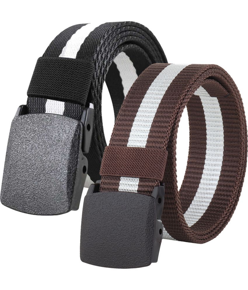     			Loopa Multi Nylon Casual Belt Pack of 2