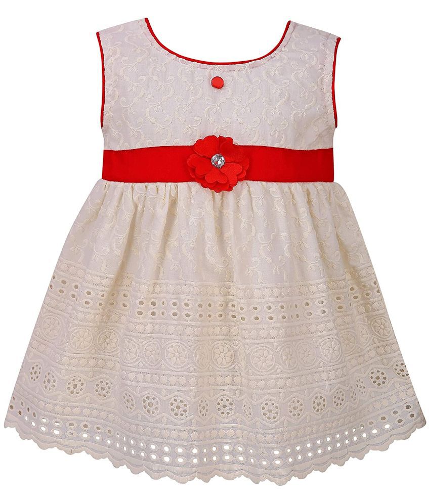     			little PANDA Baby Girl's Fit and Flare Knee Long Ivory Colored Dress