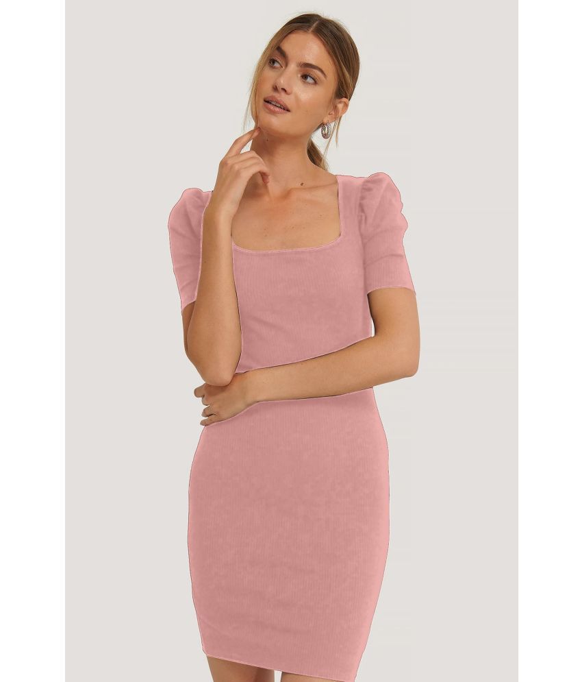     			Aahwan Polyester Pink Bodycon Dress -