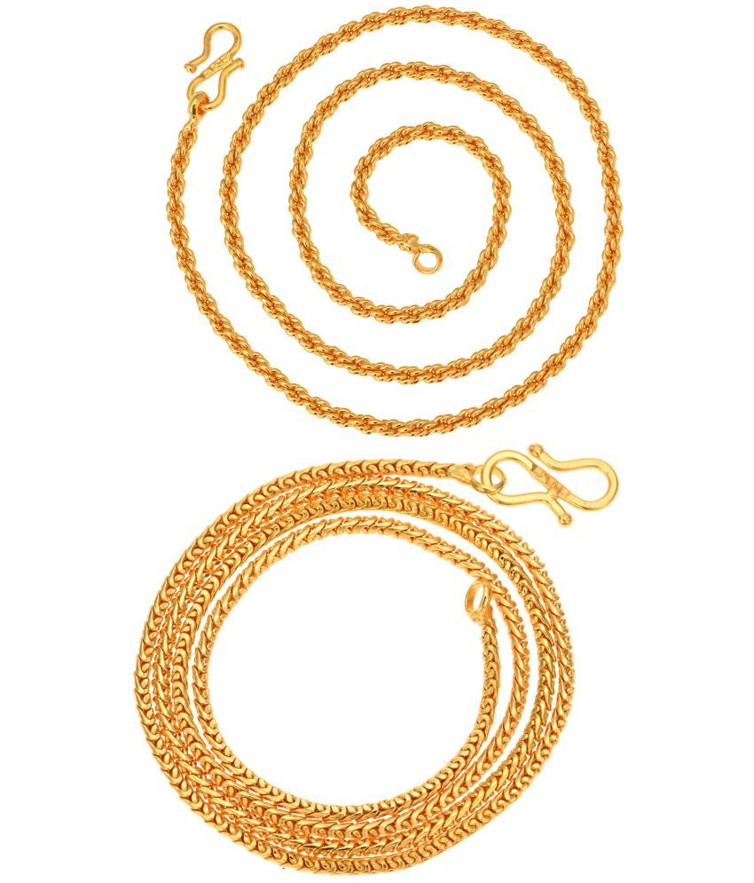     			AanyaCentric Combo of 2 Gold Plated 22inches Long Fashion Chain