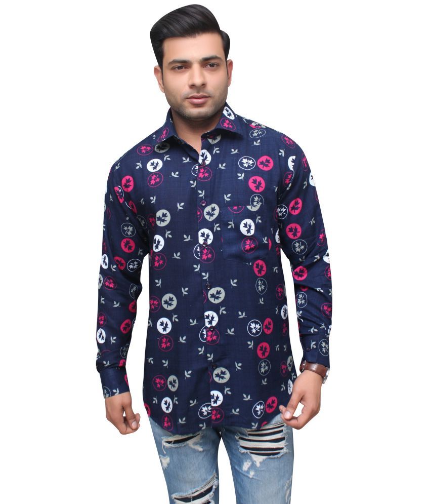     			Aish N Ridh Cotton Regular Fit Printed Men's Casual Shirt - Navy ( Pack of 1 )